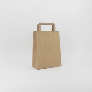 Bolsa de Papel Asa Plana Kraft Marrón 19+8x25 Caja de 250 Unidades