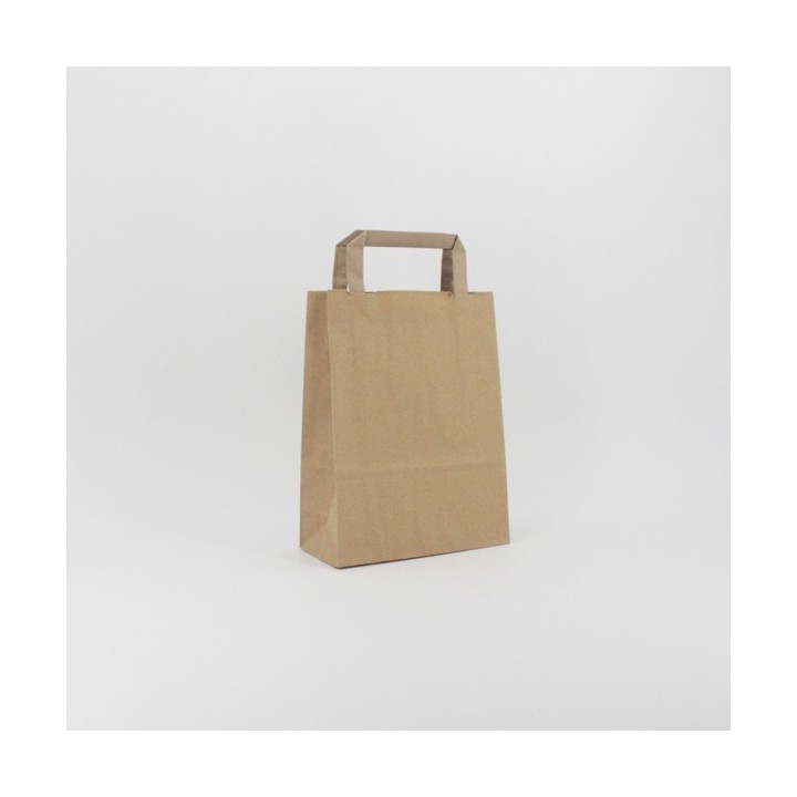 Bolsa de Papel Asa Plana Kraft Marrón 19+8x25 Caja de 250 Unidades